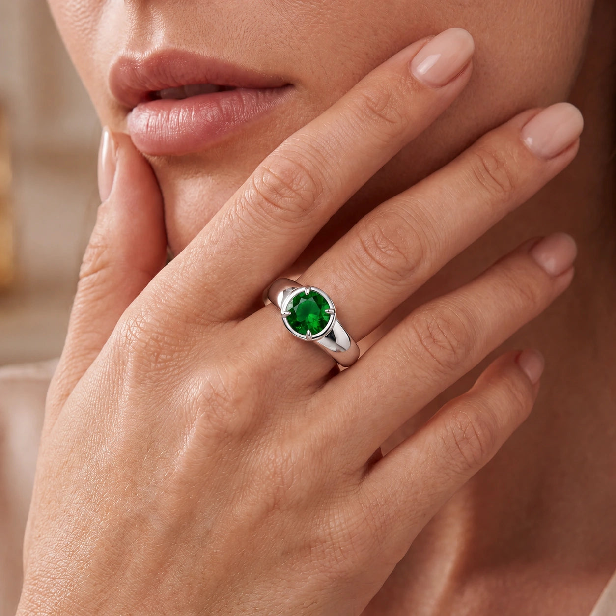Bezel Green Sapphire Ring by Étoile™