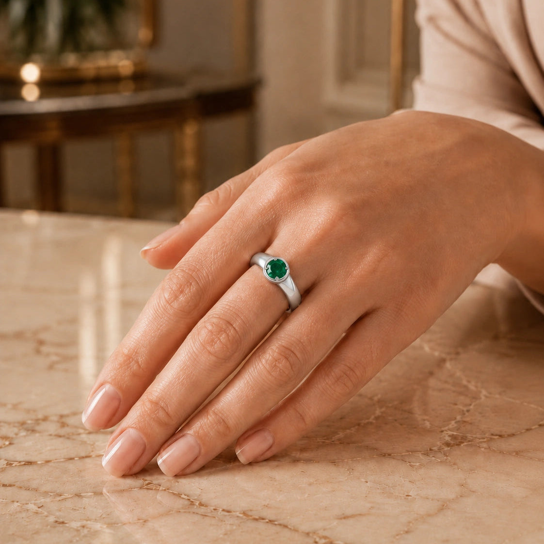 Bezel Green Sapphire Ring by Étoile™