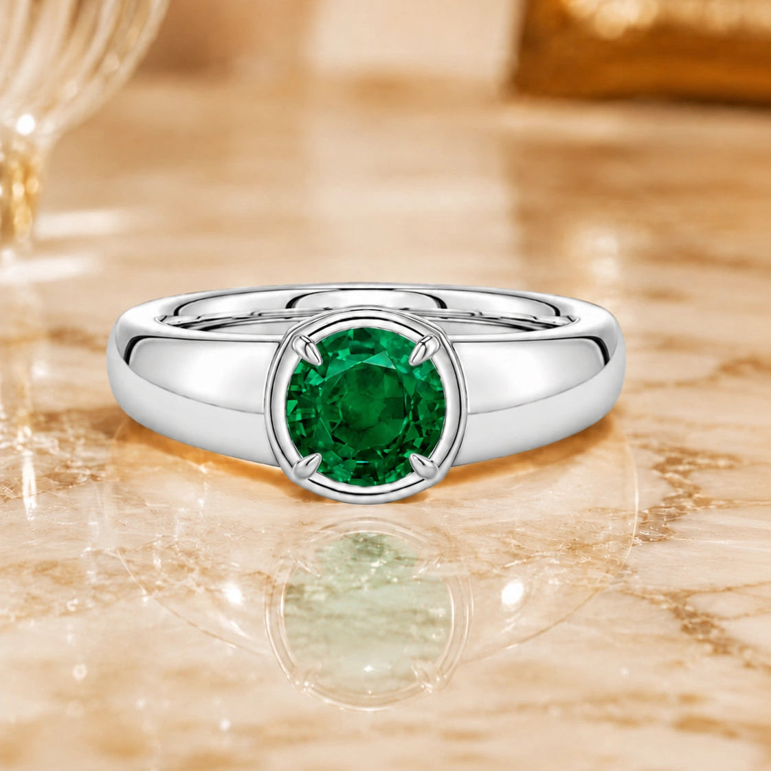 Bezel Green Sapphire Ring by Étoile™